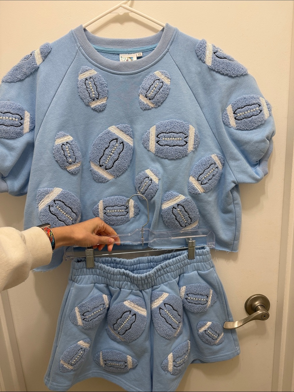 Queen of Sparkles Football Matching Set light blue